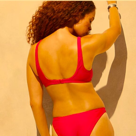 J.Crew Womens Heritage Scoop Neck Bikini Top Red Large NWT - Picture 3 of 5